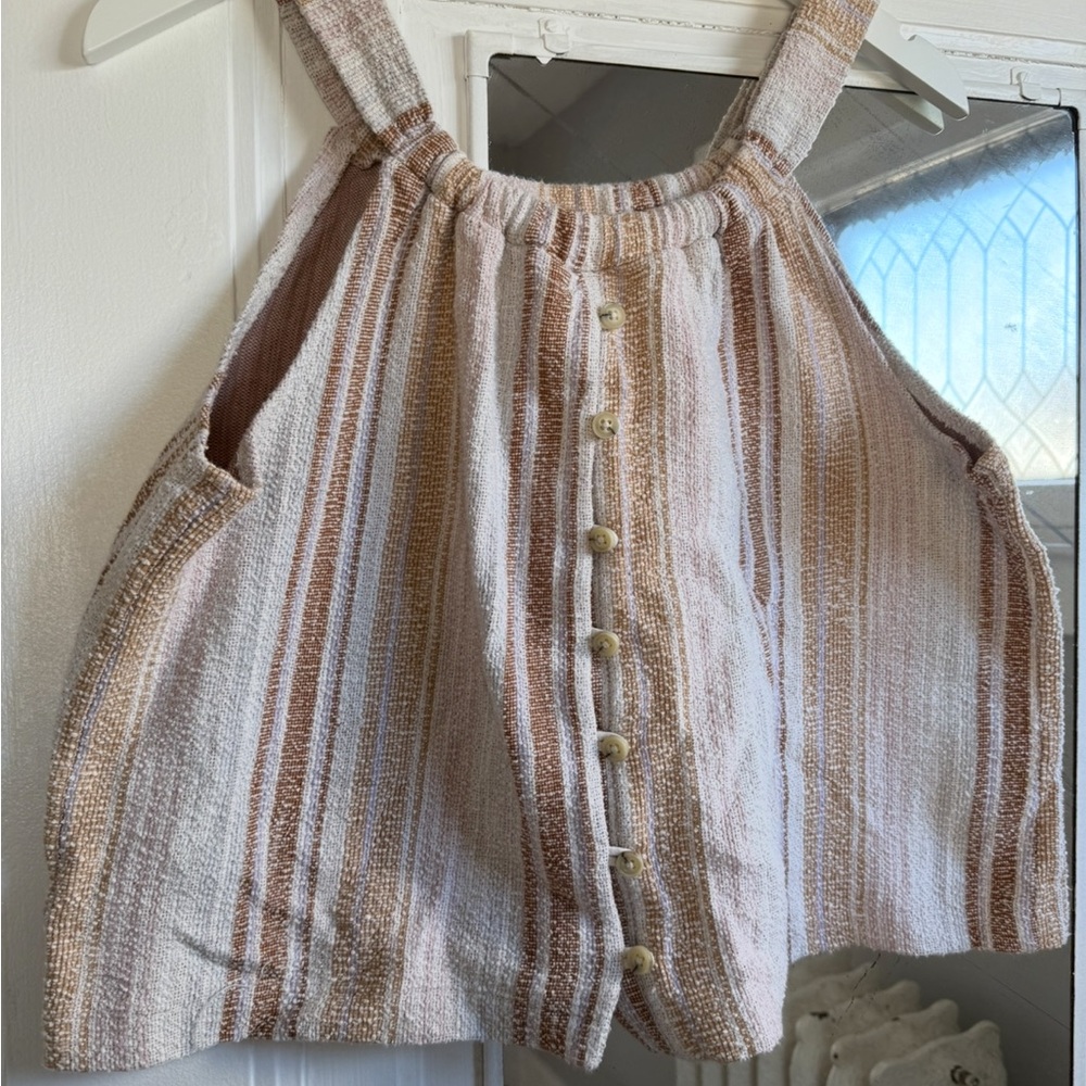 Madewell Texture & Thread Button-Front Swing Tank neutral colored-  size large - Picture 5 of 7